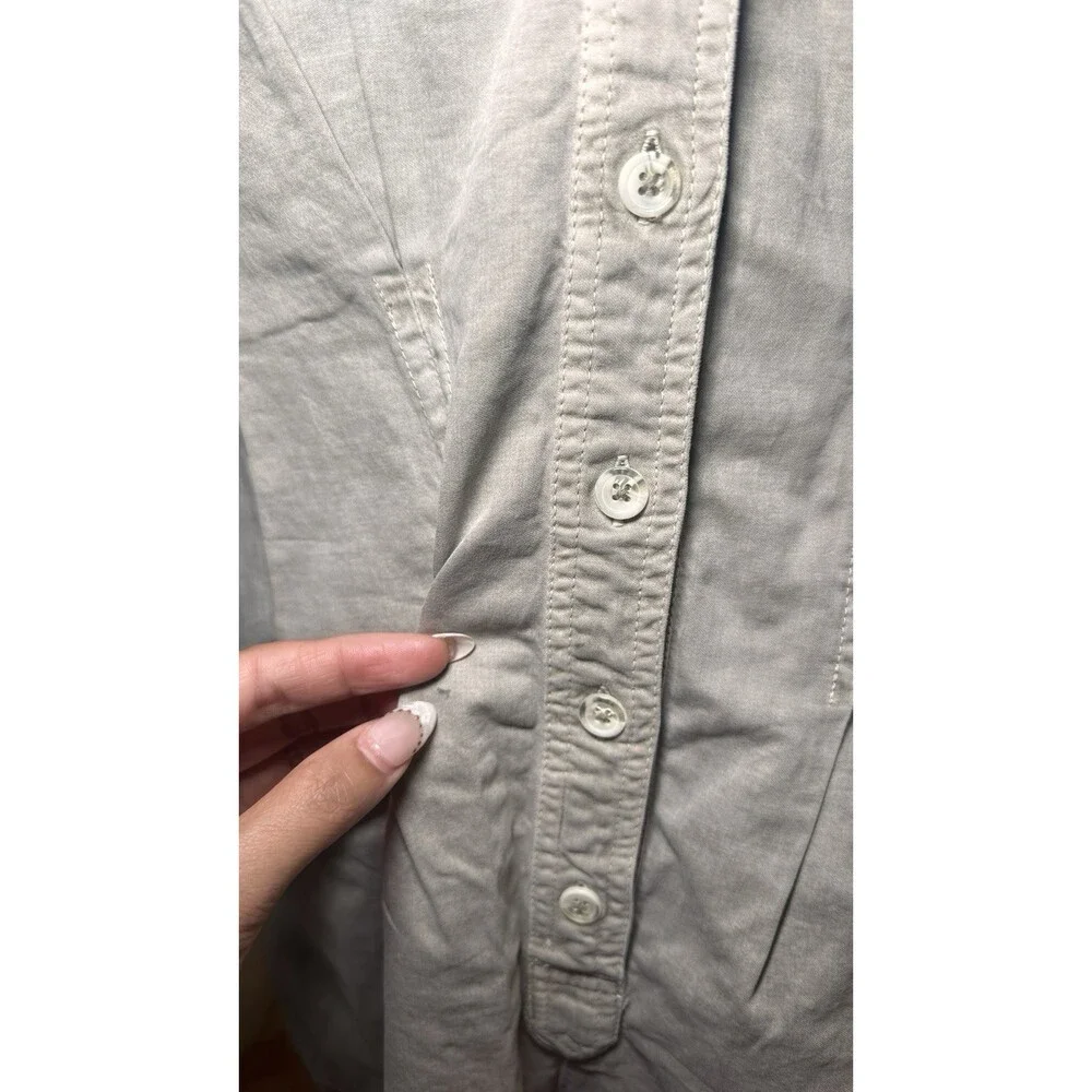 Free People Light Sage Button Front Shirt Romper Short Sleeve Tie Waist Size M - Picture 9 of 15
